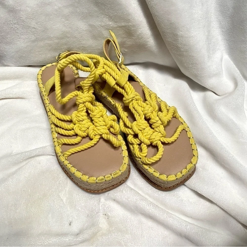Asos Design yellow rope platform espadrilles size 6
